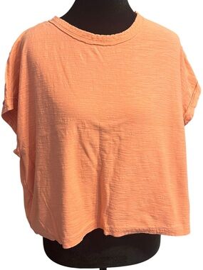 ZENANA Orange Short Sleeve Crop Top M 100% cotton